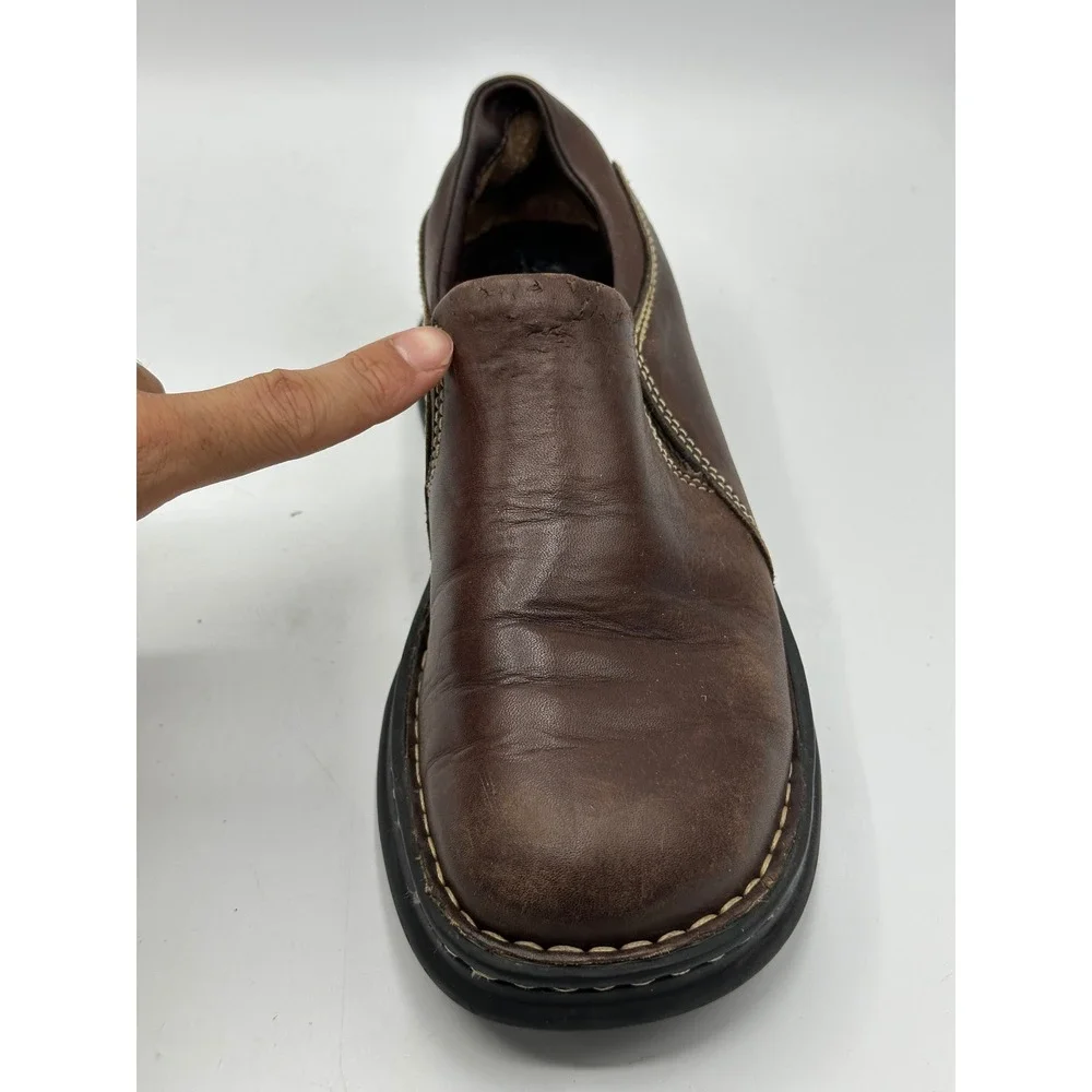 BORN Mens Brown Leather Slip On Loafers Casual Comfort Shoes Size 6.5 EU 37